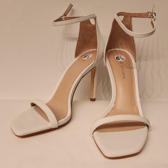 Stuart Weitzman Amelina Sandals Women’s White Ankle Strap Heels Size 6.5 - Picture 6 of 13